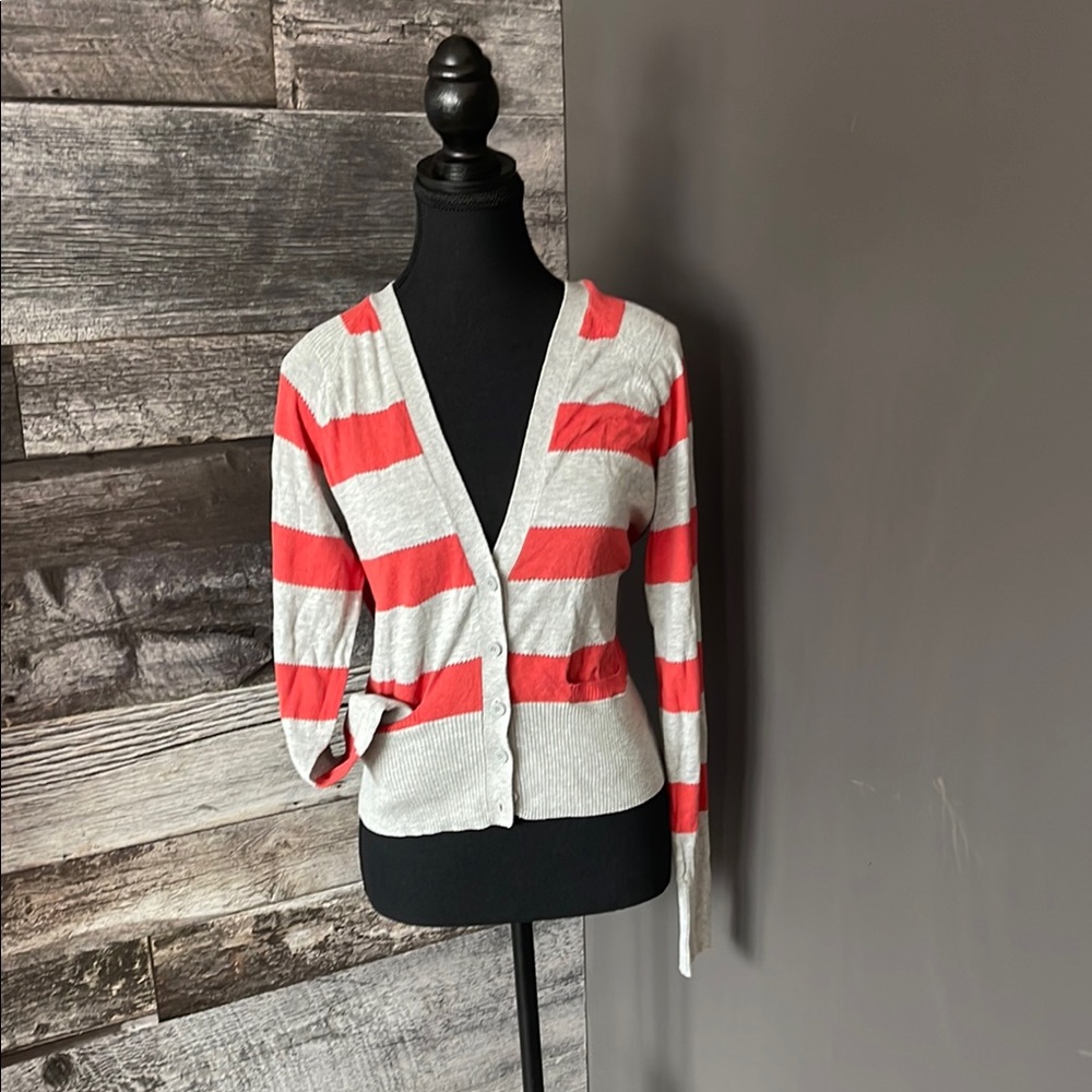 SO Bold Red and Gray Knit Cardigan
